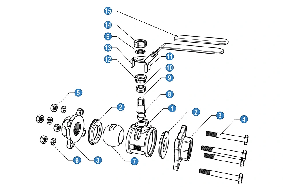 3PC Carbon Steel Ball Valve 2000WOG